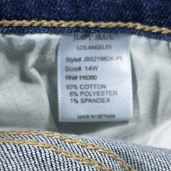 Judy Blue Jeans Womens 14W Blue Boyfriend Fit Distressed Ripped‎ Denim Stretch - Picture 8 of 11